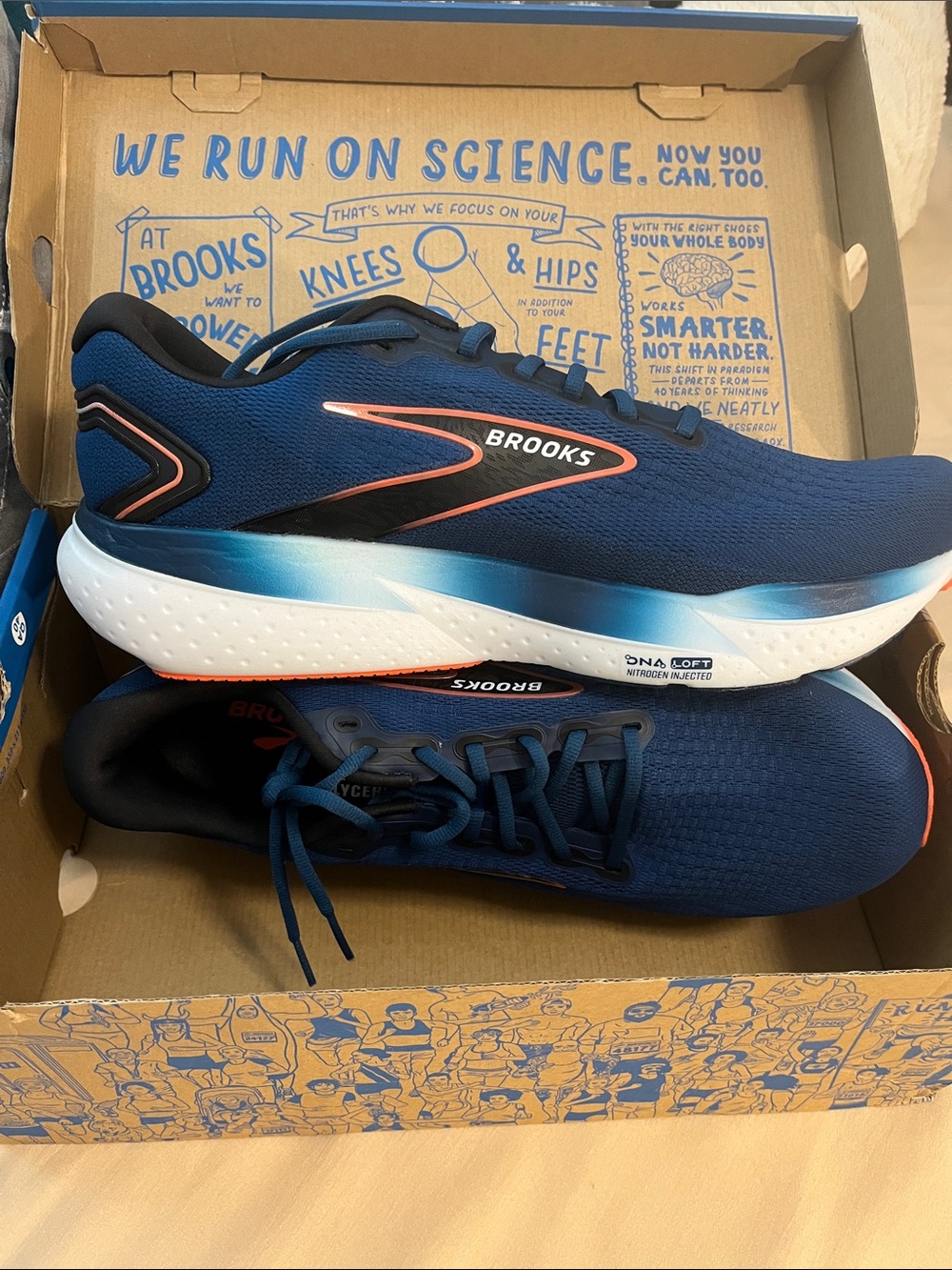 Brooks Men's Running Shoes in Navy with Coral Accents